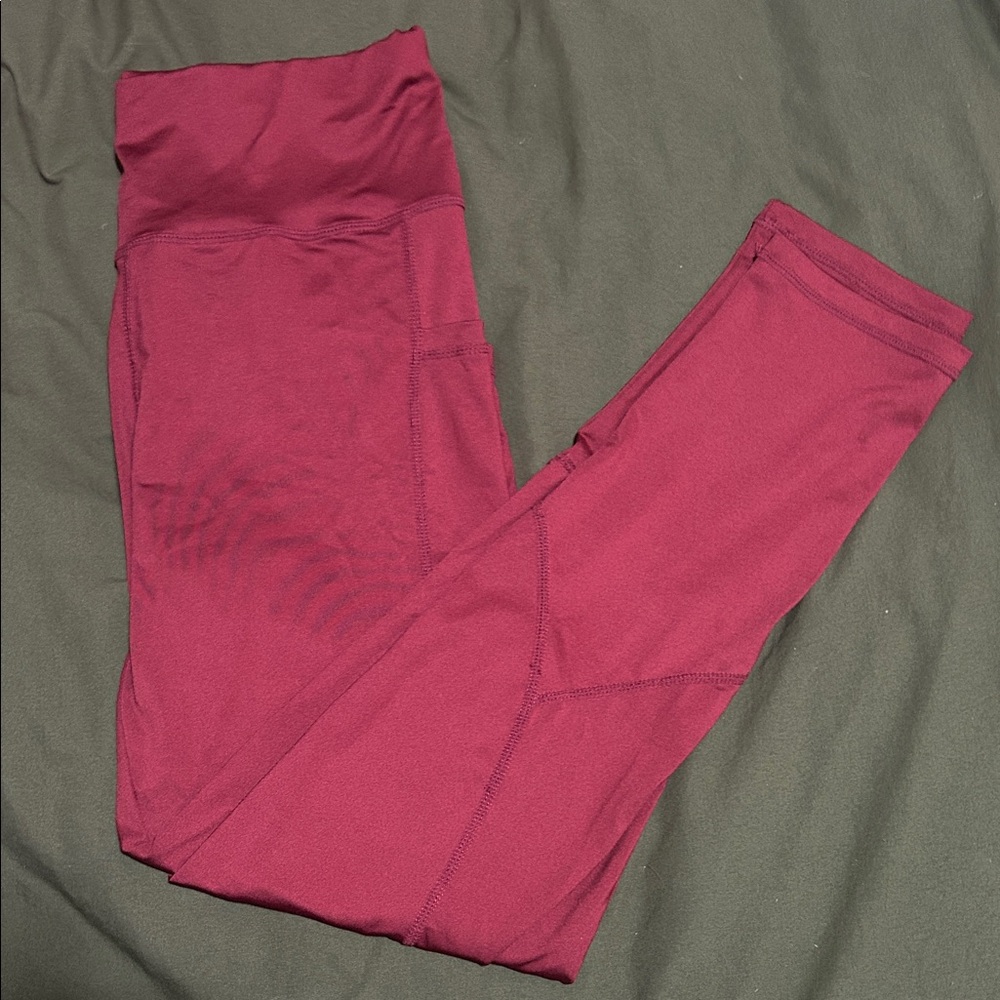 Burgundy High-Waisted Leggings